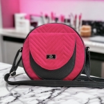 Okrągła torebka listonoszka round bag różowo- czarna raspberry