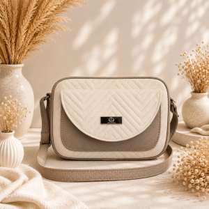 Listonoszka Box Latte Velvet- pikowany welur 