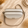 Listonoszka Box  White Pearl - damska torebka beżowo-biała- góra.png