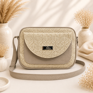 Listonoszka Box Beige Mosaic- ciemnobeżowa