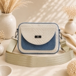Listonoszka Box beżowo- niebieska Denim Velvet