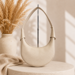 Jasnobeżowa torebka damska Luna Hobo Classic- Vanilla Herringbone 