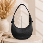 Czarna torebka damska Luna Hobo Classic – Black Herringbone