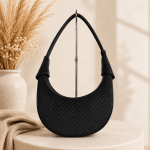 Czarna torebka damska Luna Hobo Velvet – Black Herringbone