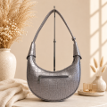 Metaliczna torebka damska Luna Hobo Classic Silver Taupe Croco – widok z tyłu
