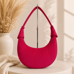 Fuksjowa torebka damska Luna Hobo Velvet – Fuchsia Herringbone