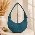 Morska torebka damska Luna Hobo Velvet – Ocean Herringbone