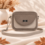 Listonoszka Box Brown Velvet Herringbone – beżowo-brązowa