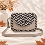 Listonoszka Box Beige Velvet Chevron – beżowa