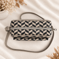 Listonoszka Box Beige Velvet Chevron z weluru i beżowej ekoskóry – widok z góry
