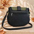 Oliwkowo-czarna listonoszka Olive Suede – tylna kieszeń na zamek, torebka damska Kiszelewska