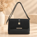 Elegancka czarna torebka na ramię Black Suede Waves – zamszowa klapka z pionowym falistym wzorem, czarna ekoskóra, Kiszelewska